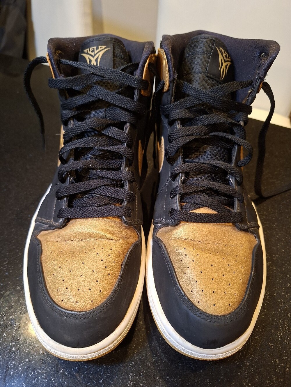 Air Jordan 1 Retro High Melo PE Black Metallic Gold 332550-026 Men's 11.5 - AUTH